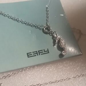 Silver Seahorse Necklace Sea Horse Charm 20 in. Long